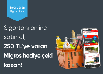 Sigortanı online satın al, 250 TL’ye varan Migros hediye çeki kazan!